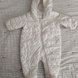 GAP Cream Hooded Baby Footie with Colorful Dots